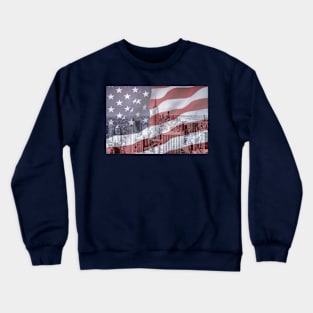 Downtown Manhattan, NYC And American Flag Crewneck Sweatshirt